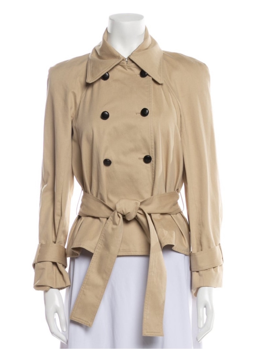 ba&sh Beige Double-Breasted Belted Trench Jacket